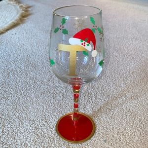 Christmas wine glass